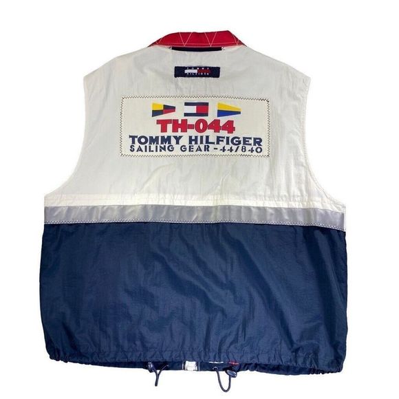 Vintage Tommy Hilfiger Sailing Gear Vest Mens XL Reflective 90s Windbreaker - Picture 2 of 4